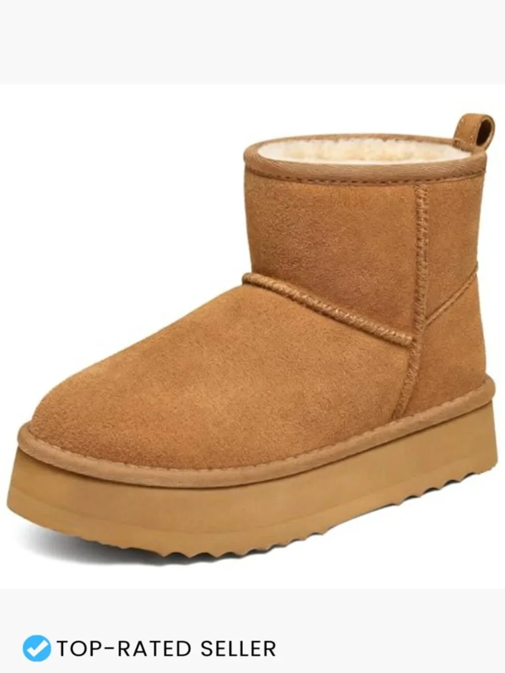 Suede Platform Mini Boots Genuine Leather Faux Fur Lined Ankle Winter Snow Boots
